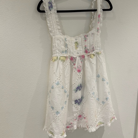 For Love And Lemons White Pink Sundress - Picture 1 of 5